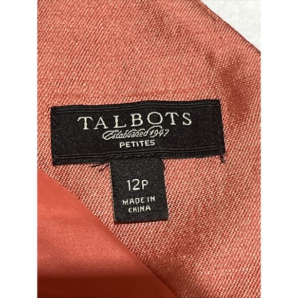 Talbots Silk Wool Shift Tank Dress 12 Petite Peach Rusty Shiny Cocktail Career - Picture 7 of 9